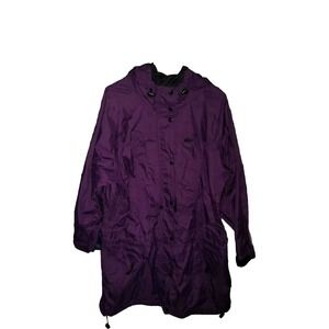 REI Womens 18 Rain Jacket‎ Purple Plus Sz Hooded Visor Mesh Lined Zip Sides rare